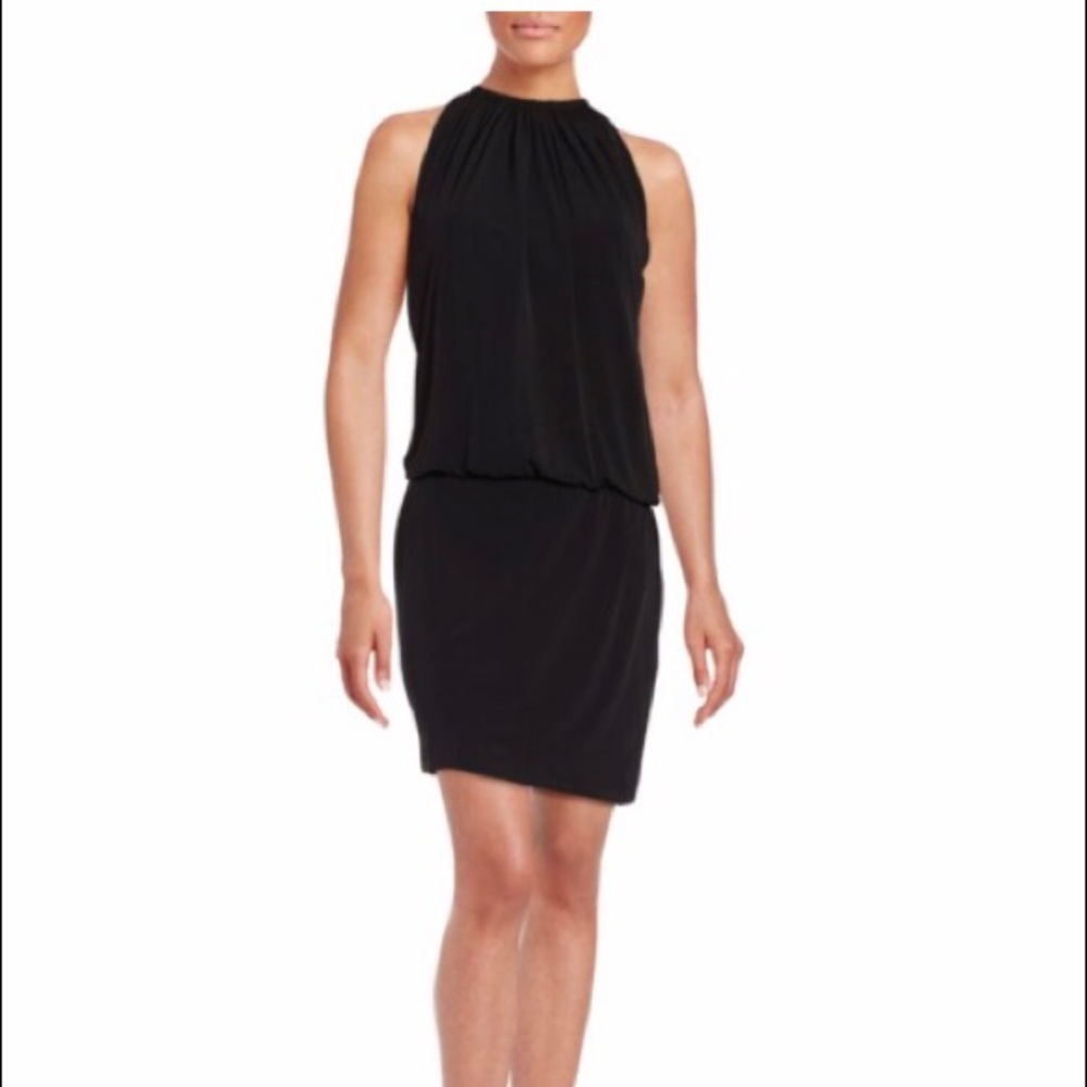 Jessica Simpson black and gold cocktail dress
